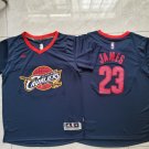 Men's Cavaliers LeBron James Retro Basketball Stitched Short sleeve Navy