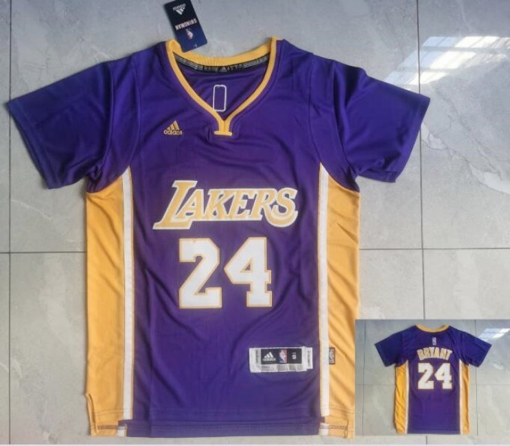 Men's Lakers Kobe Bryant Retro Basketball Stitched Short sleeve Purple