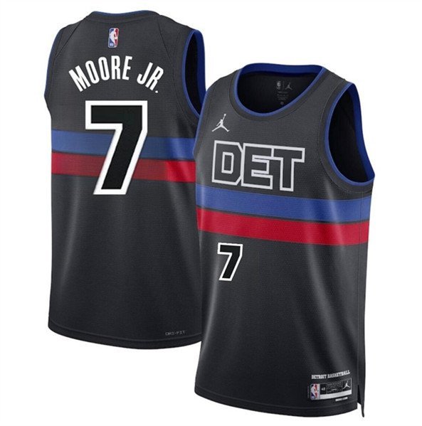 Men's Detroit Pistons Wendell Moore Jr Black 2024 Statement Edition Stitched Jersey