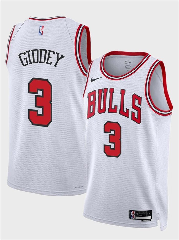Men's Chicago Bulls Josh Giddey White Association Edition Basketball Jersey