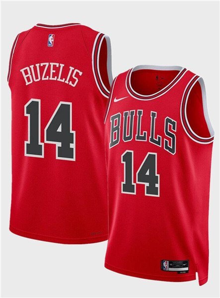 Men's Chicago Bulls Matas Buzelis Red 2024 Draft Icon Edition Stitched Basketball Jersey
