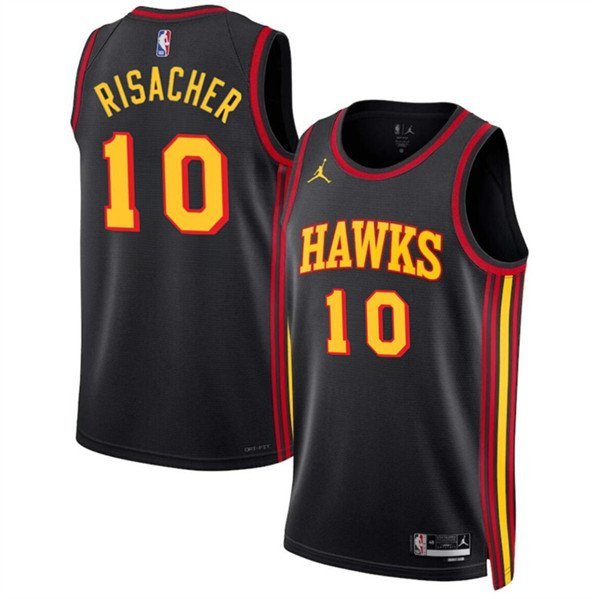 Men's Atlanta Hawks Zaccharie Risacher Black 2024 Draft Statement Edition Stitched Jersey