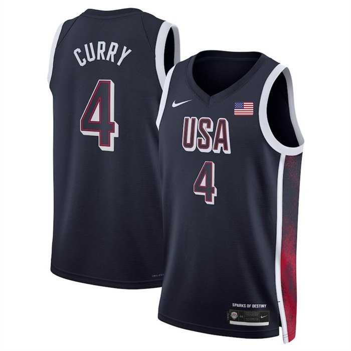 Men's USA Basketball Stephen Curry Navy 2024 Swingman Stitched Jersey