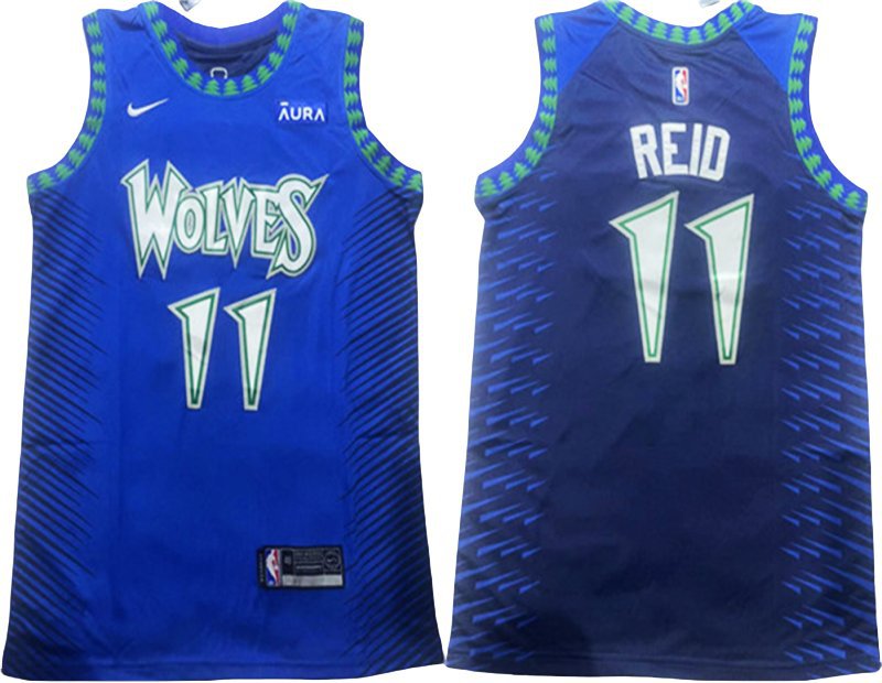 Men's Minnesota Timberwolves Naz Reid Blue City Edition Stitched Jersey