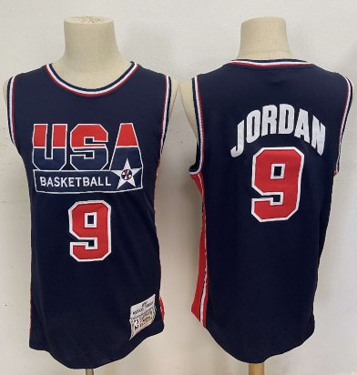 Men's 1992 Team USA Michael Jordan Blue Throwback Basketball Jersey AU
