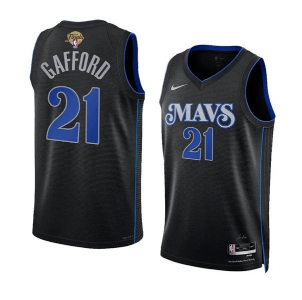 Men's Dallas Mavericks Daniel Gafford Black 2024 Finals City Edition Basketball Jersey