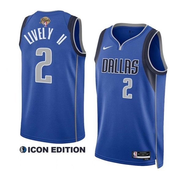 Men's Dallas Mavericks Dereck Lively II Blue 2024 Finals Icon Edition Basketball Jersey