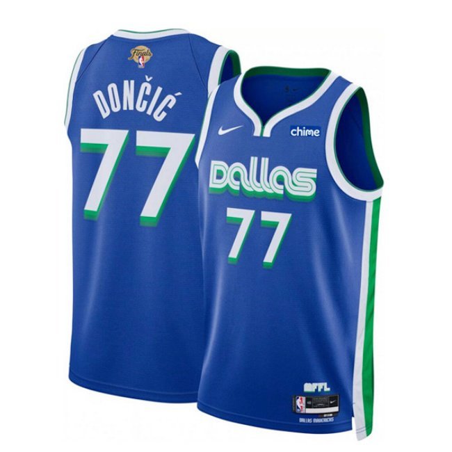 Men's Dallas Mavericks Luka Doncic Blue 2024 Finals City Edition Basketball Jersey