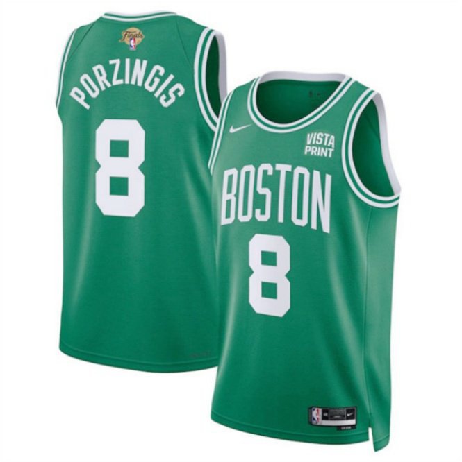 Men's Boston Celtics Kristaps Porzingis Green 2024 Finals Icon Edition Stitched Jersey