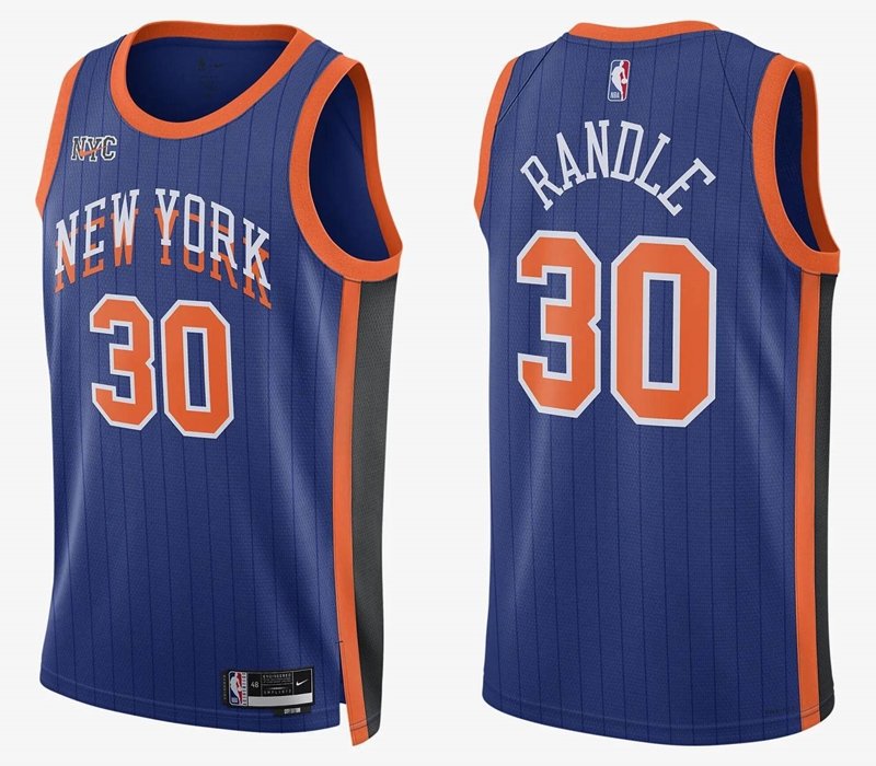 Men's Knicks Julius Randle City Basketbsall Jersey Blue 2024