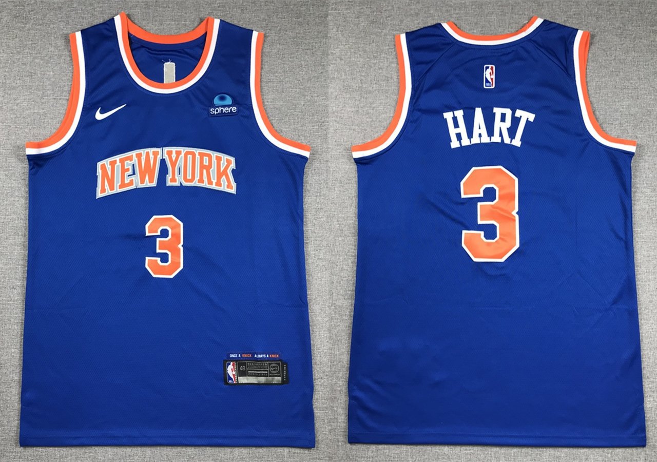 Men's New Yok Knicks Josh Hart Blue Icon Edition Basketball Jersey