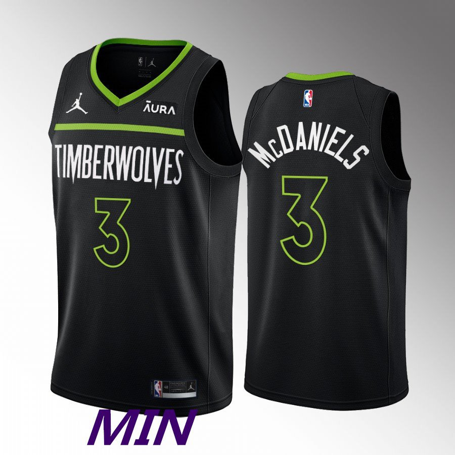 Men's Timberwolves Jaden McDaniels Statement Jersey Black 2023