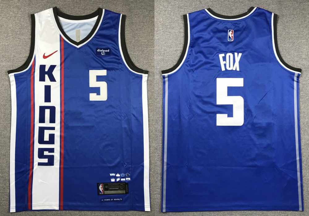 Men's Kings De'Aaron Fox Basketball City Basketball Jersey Blue