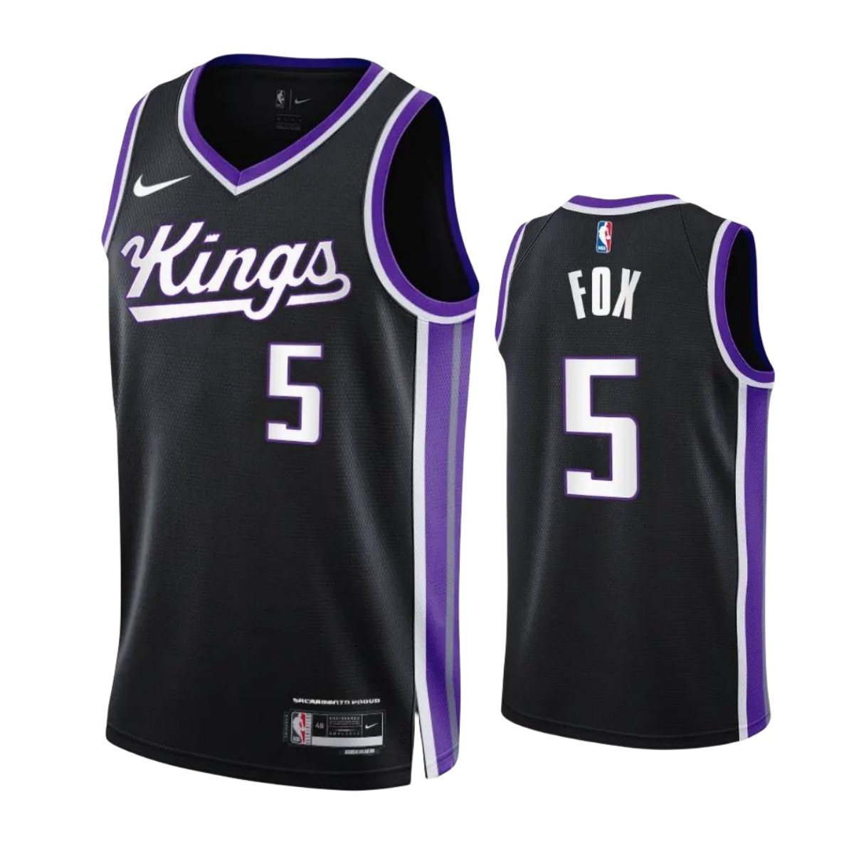 Men's Kings De'Aaron Fox Stitched Basketball Icon Jersey Black 2023