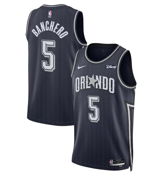 Men's Paolo Banchero Orlando Magic City Jersey Black Stitched 2024