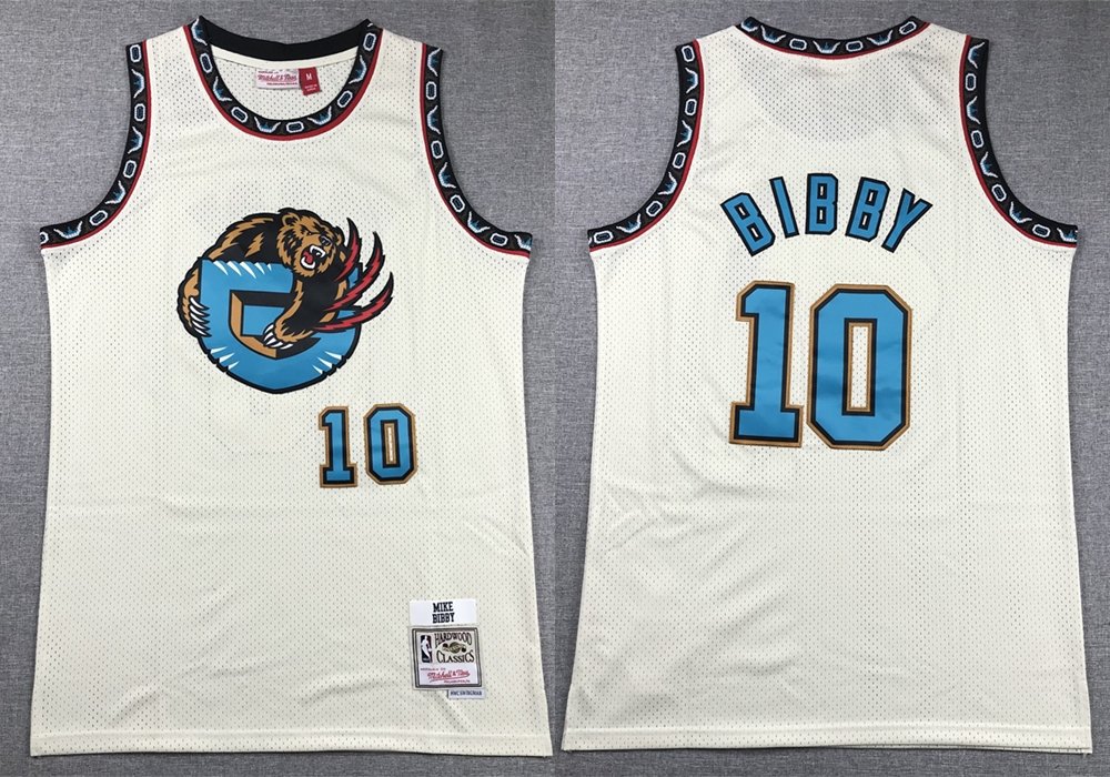 Men's Mitchell & Ness Grizzlies Mike Bibby Basketball Jersey Cream White