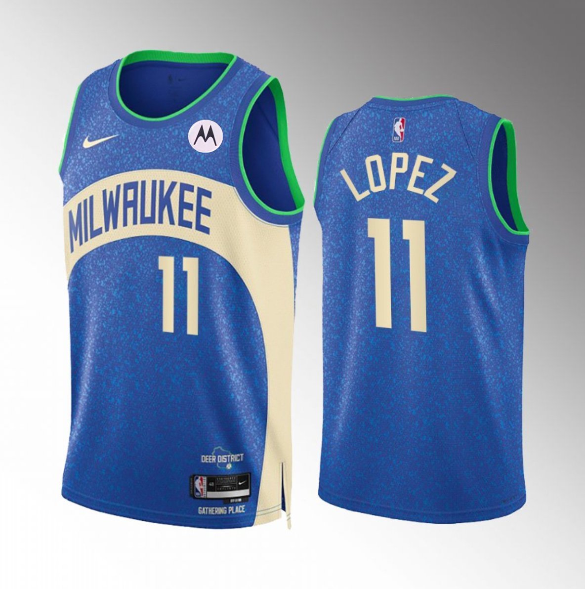 Men's Milwaukee Bucks Brook Lopez Blue 2023-24 City Edition Stitched Jersey