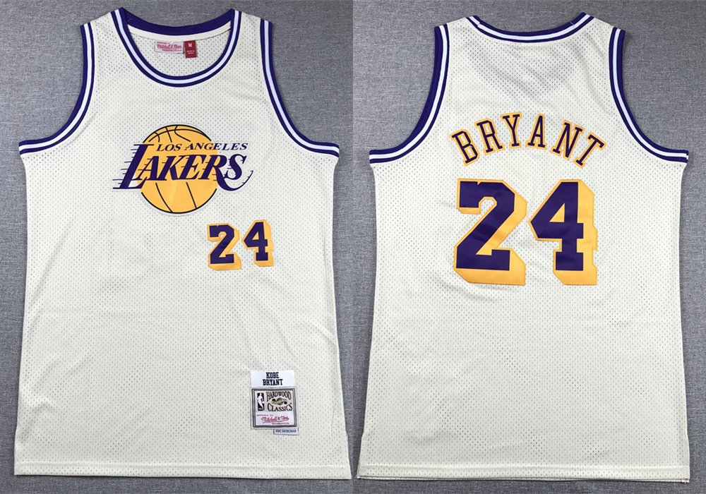 Men's Mitchell & Ness Lakers #24 Kobe Bryant Basketball Jersey Cream