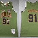Men Bulls #91 Dennis Rodman Basketball Jersey Green
