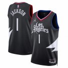 Men & Youth #1 Reggie Jackson Los Angeles Clippers Statement Edition Black Jersey