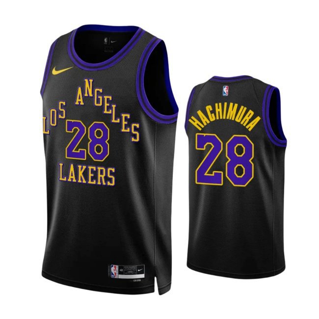 Men & Youth #28 Rui Hachimura Los Angeles Lakers 2023-24 CIty Edition Black Jersey