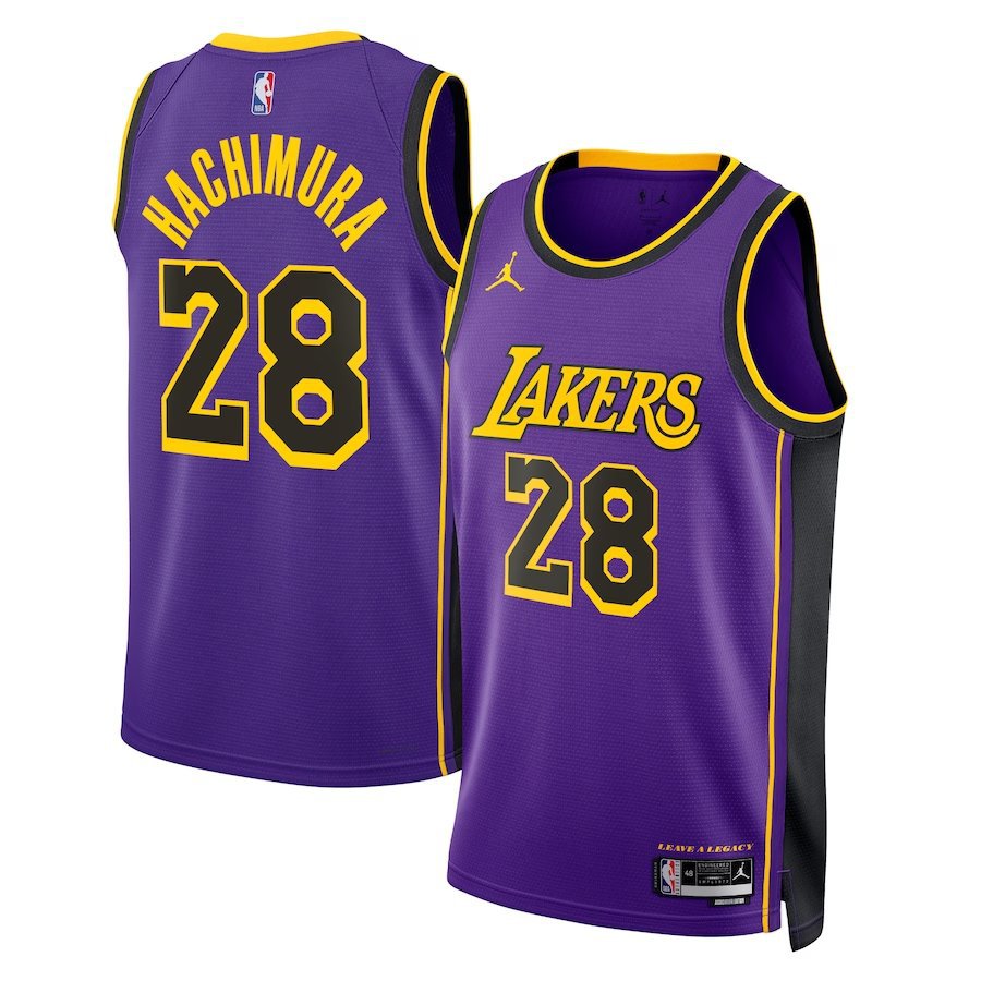 Men & Youth #28 Rui Hachimura Los Angeles Lakers Statement Edition Purple Jersey
