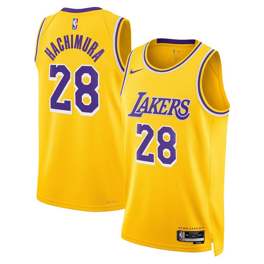 Men & Youth #28 Rui Hachimura Los Angeles Lakers Icon Edition Yellow Jersey