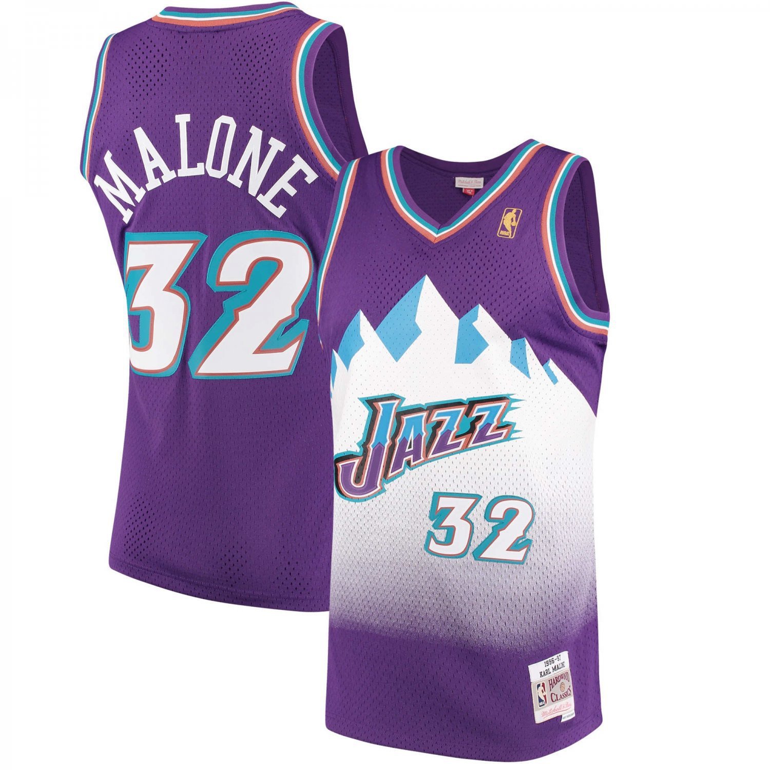 Men's #32 Karl Malone Utah Jazz Throwback Edition Purple Jersey