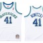 Men's #41 Dirk Nowitzki Dallas Marvericks Throwback White Jersey