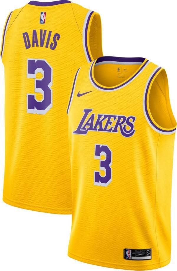 Men & Youth #3 Anthony Davis Los Angeles Lakers Icon Edition Yellow Jersey