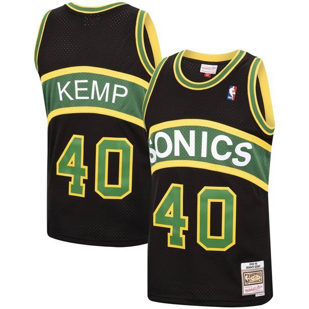 Men's #40 Shawn Kemp Seattle Supersonics Sonics Throwback Edition Black Jersey