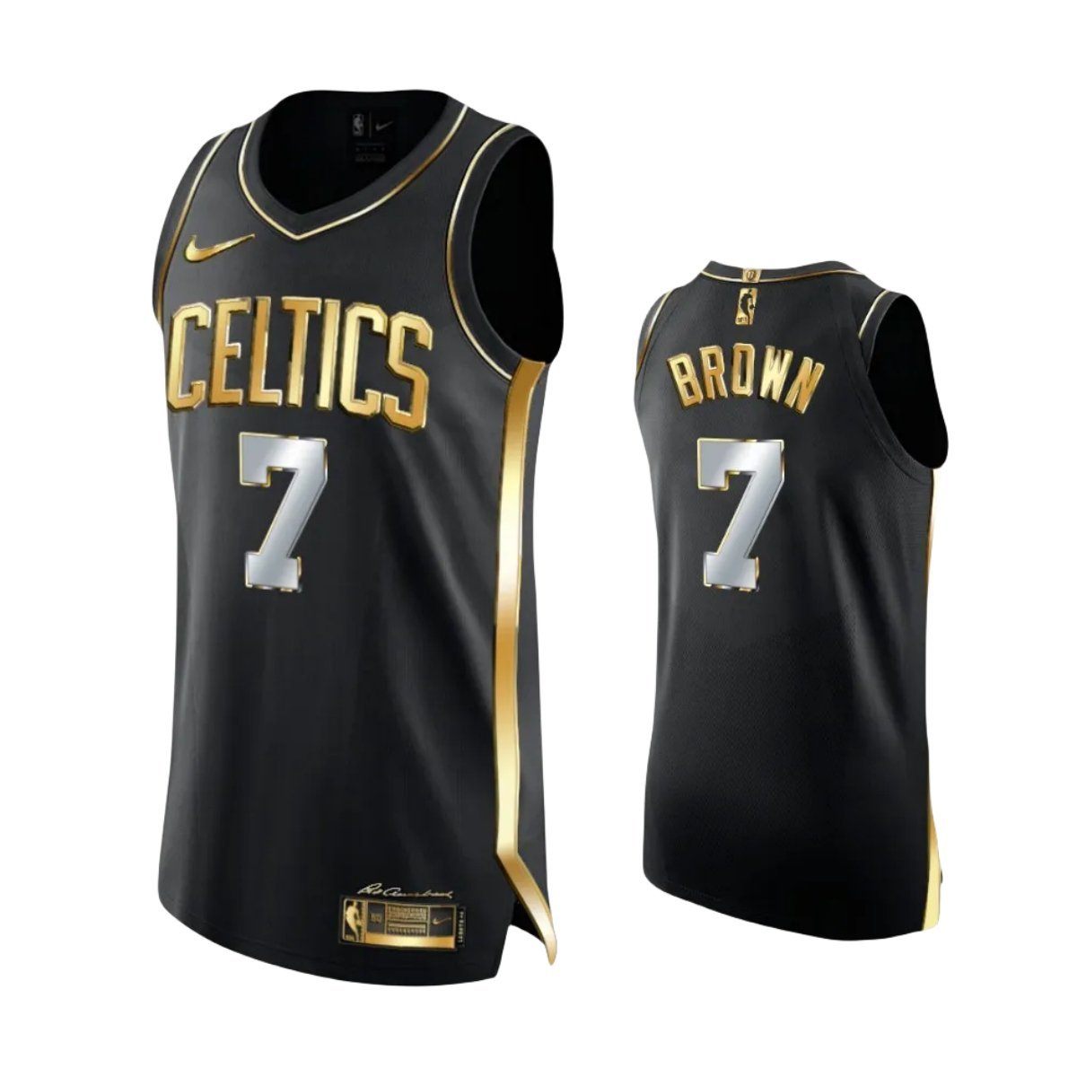Men & Youth #7 Jaylen Brown Boston Celtics Black Golden Edition Jersey