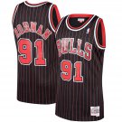 Men & Youth #91 Dennis Rodman Chicago Bulls Throwback Edition Black Stripe Jersey