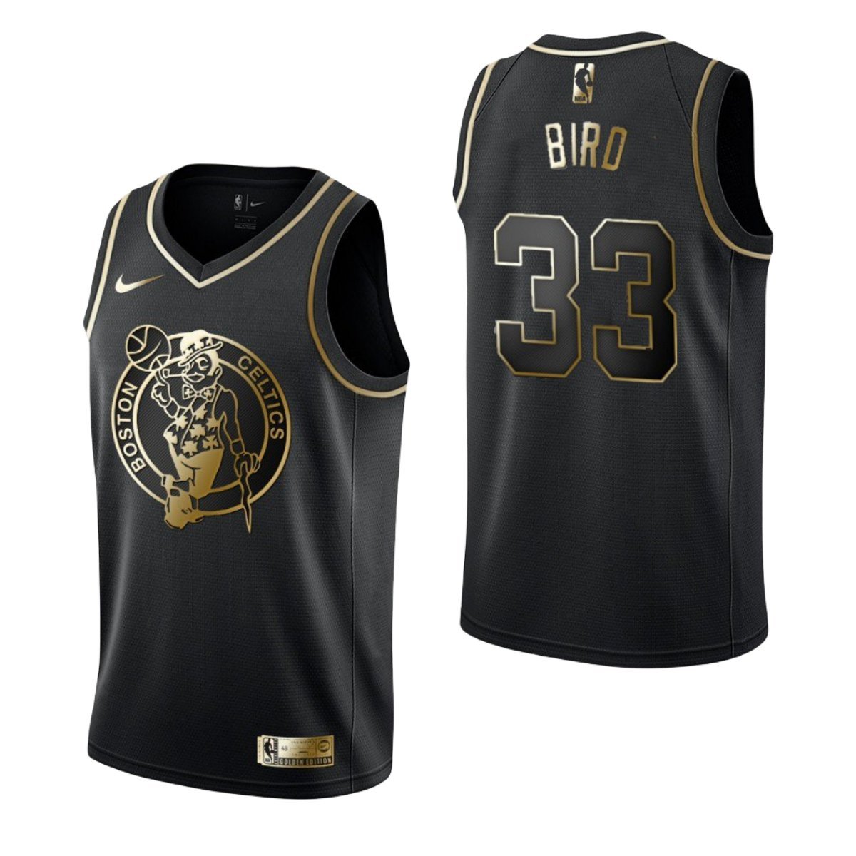 Men & Youth #33  Larry Bird Boston Celtics Black Golden Edition Jersey