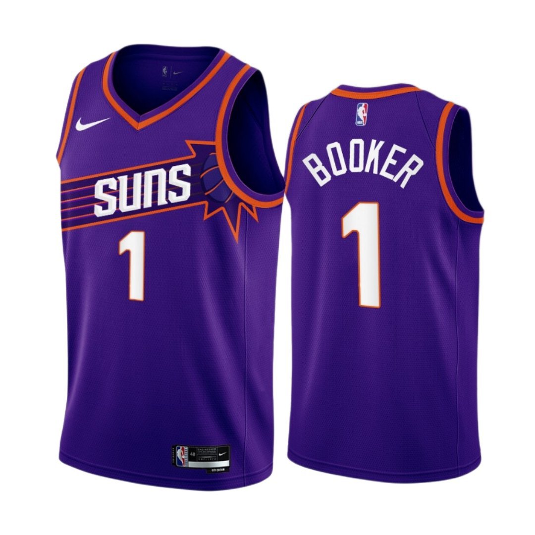 Men & Youth #1 Devin Booker Phoenix Suns 2023-24 Icon Edition Purple Jersey