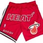 Men's Miami Heat Stitched Red Basketball Zipper Pockets Shorts