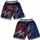 Men's Chicago Bulls Lightning Black Embroidered Basketball Zipper Pockets Shorts