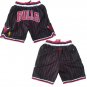 Men's Chicago Bulls Red Black Pinstripe Stitched Basketball Zipper Pockets Shorts