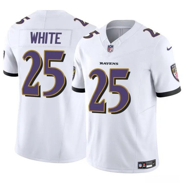Men's Baltimore Ravens #25 Tre'Davious White White 2023 F.U.S.E. Vapor Limited Football Jersey