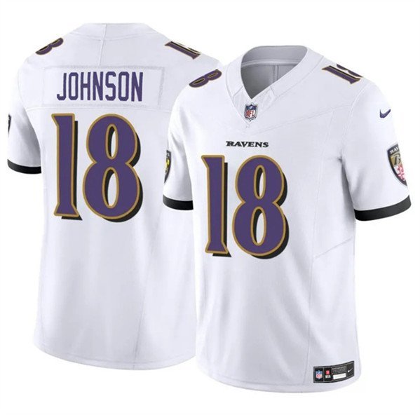 Men's Baltimore Ravens #18 Diontae Johnson White 2023 F.U.S.E. Vapor Limited Football Jersey