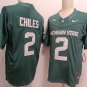 Men's Michigan State Spartans #2 Aidan Chiles Green FUSE College Football Jersey