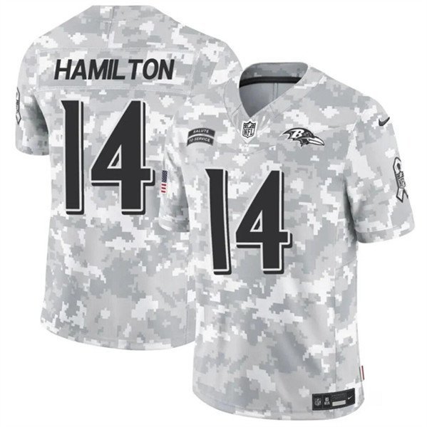 Men's Baltimore Ravens #14 Kyle Hamilton 2024 F.U.S.E. Arctic Camo Salute to Service Limited Jersey