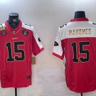 Men's Kansas City Chiefs #15 Patrick Mahomes Red With Gold Super Bowl LVIII Patch Limited Jersey