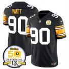 Men's Steelers #90 T.J. Watt Black 2024 F.U.S.E. 50th Super Bowl IX Alternate Jersey