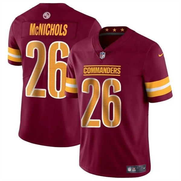 Men's Washington Commanders #26 Jeremy McNichols Burgundy 2024 Vapor Limited Football Jersey