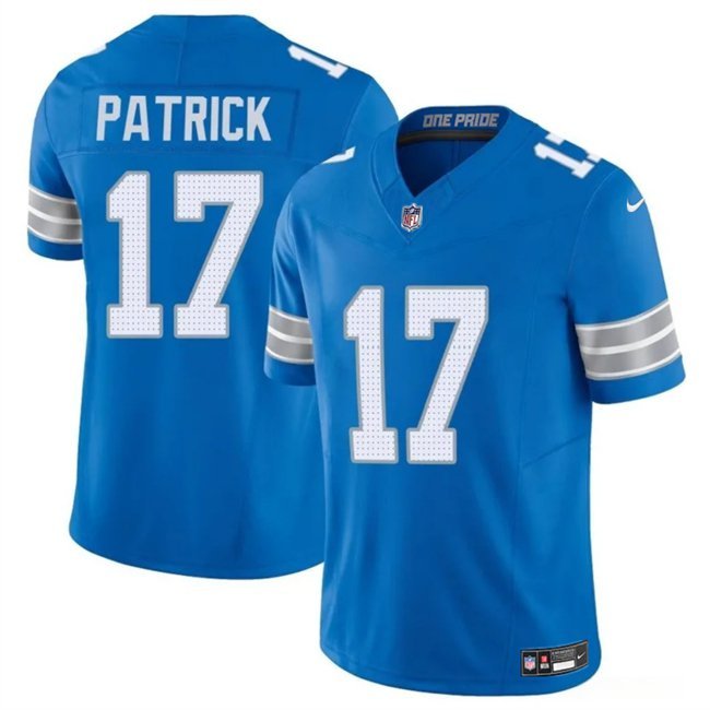 All Sizes Detroit Lions #17 Tim Patrickn Blue 2024 F.U.S.E. Vapor Limited Football Stitched Jersey