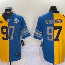 Men's Detroit Lions #97 Aidan Hutchinson Yellow Blue Split Vapor Limited Jersey