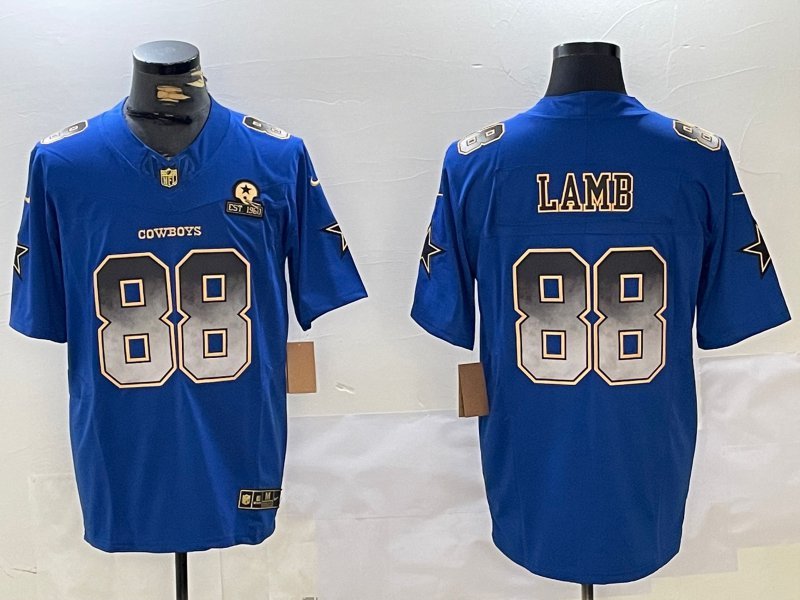 Men's Dallas Cowboys CeeDee Lamb Blue Smoke Fashion FUSE Jersey