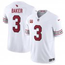 Men's Arizona Cardinals #3 Budda Baker White 2024 F.U.S.E. With 4-Star C Patch jersey