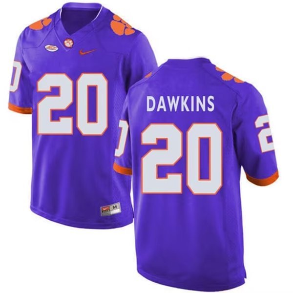 Men's Clemson Tigers Brian Dawkins Purple Stitched Football Jersey